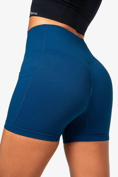 Blue Seamless Pocket Shorts - for dame - Famme - Shorts