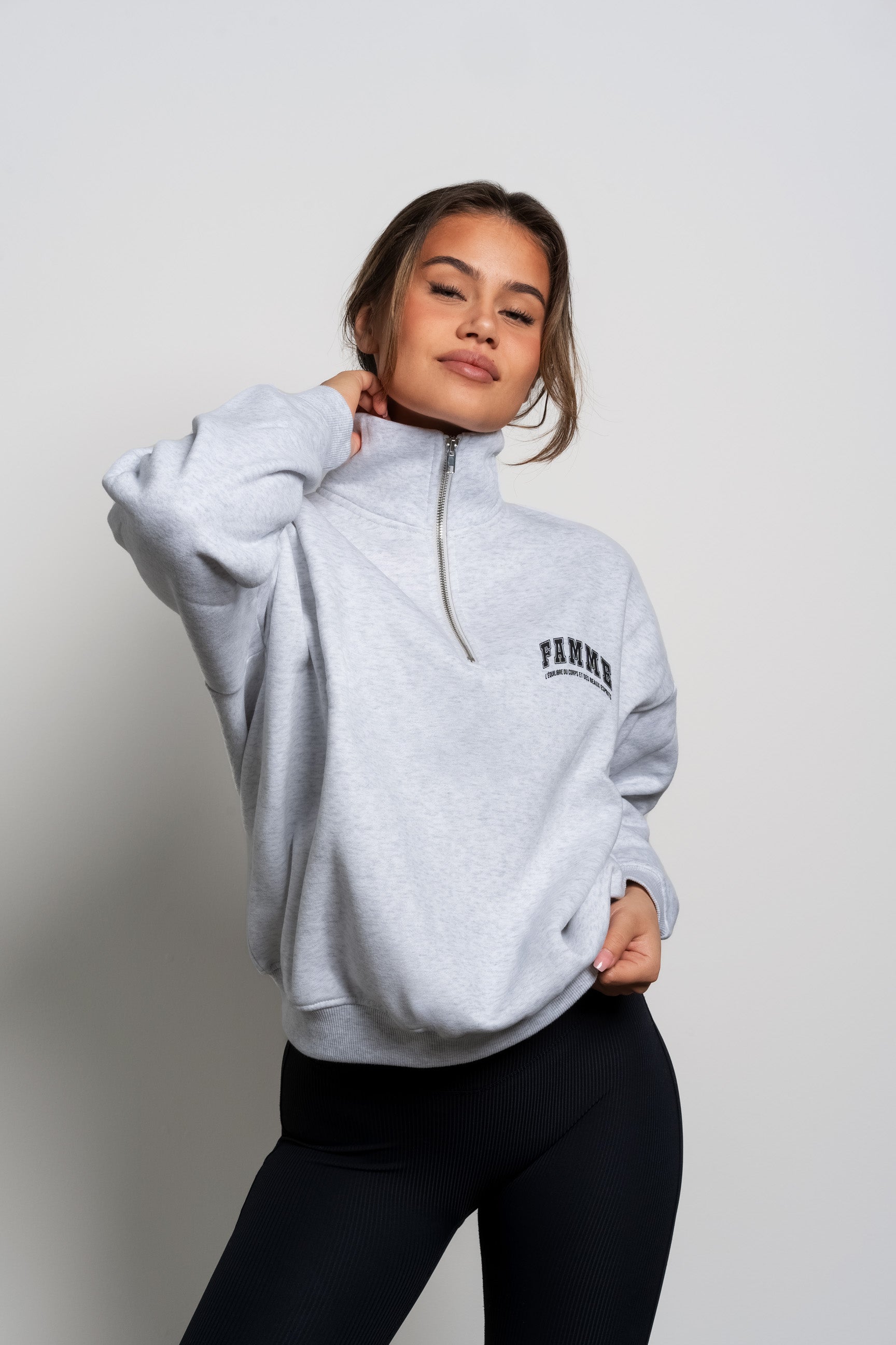 Grey Équilibre Sweat Half Zip - for dame - Famme - Sweatshirt